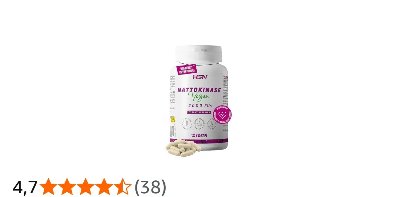 Bote de Nattokinase Vegan de HSN, 2000 FUS, 120 cápsulas. Descubre qué es la nattokinase y sus beneficios.