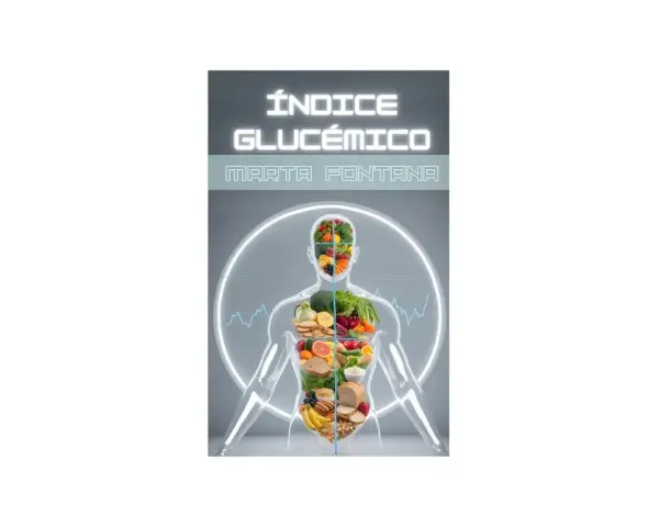 El índice glucémico explicado con una figura humana llena de frutas, verduras y granos.