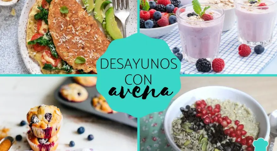Desayunos con copos de avena: tortilla, batidos de frutos rojos, muffins y porridge.
