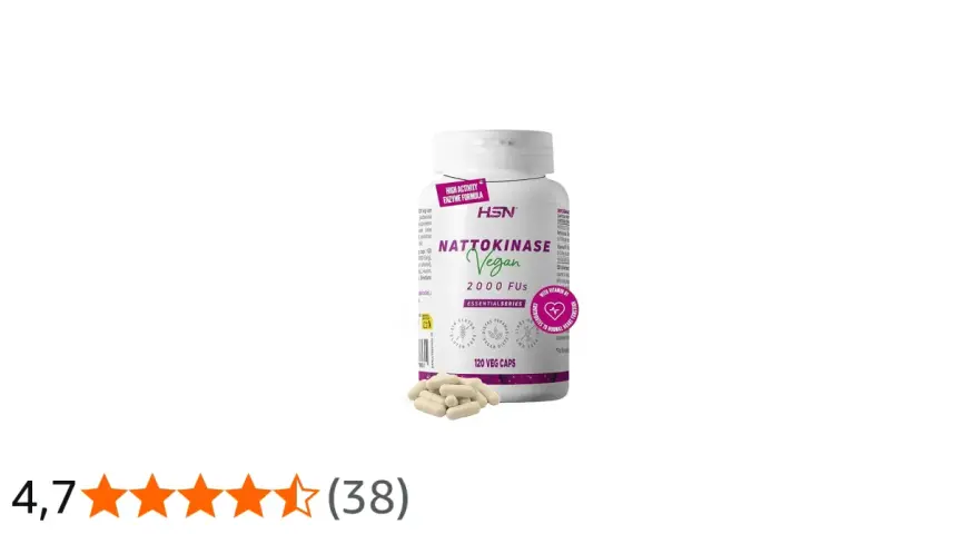 Bote de Nattokinase Vegan de HSN, 2000 FUS, 120 cápsulas. Descubre qué es la nattokinase y sus beneficios.